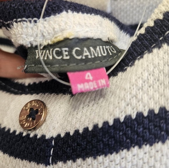 Vince Camuto Blue White Striped Knit 2pc Short Set Little Girls NEW - Picture 4 of 5